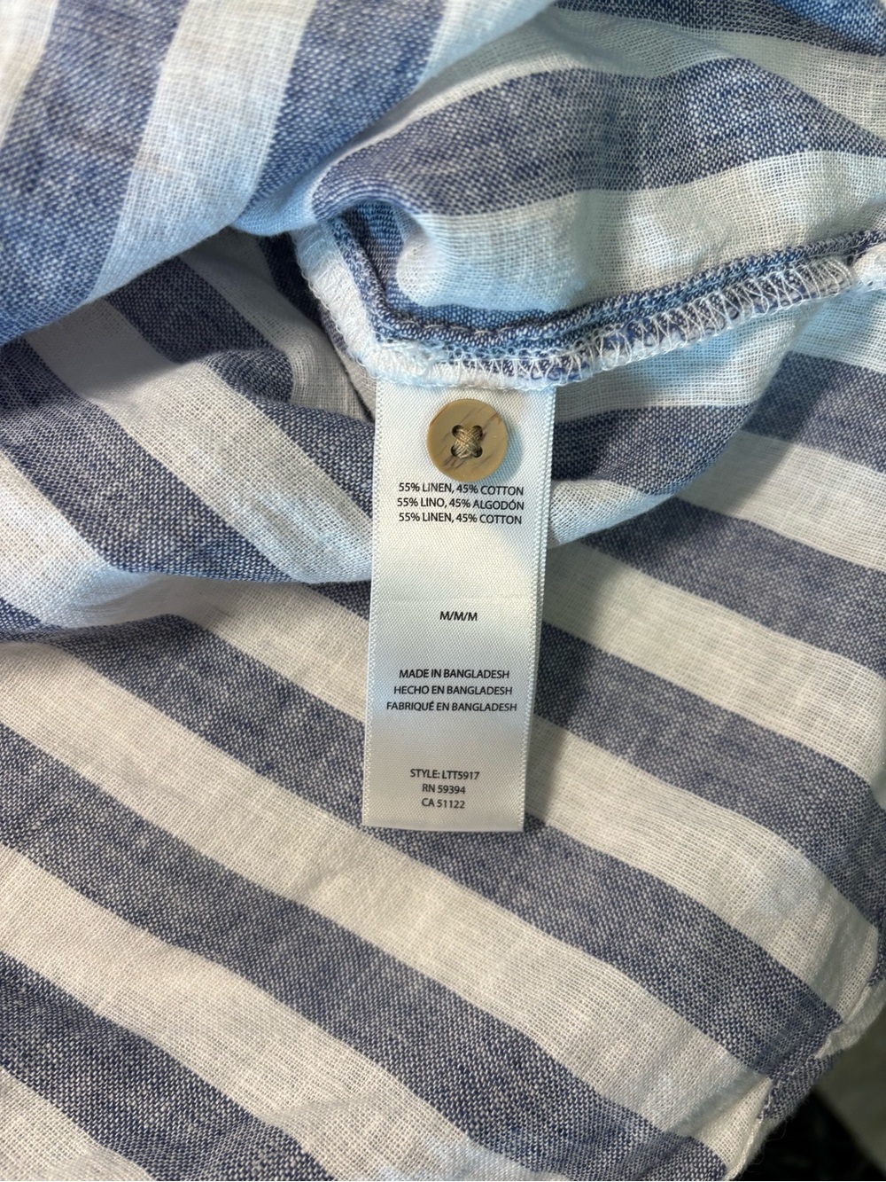 beachlunchlounge cotton/linen blend Blue & White Striped Button-Up - Picture 4 of 4